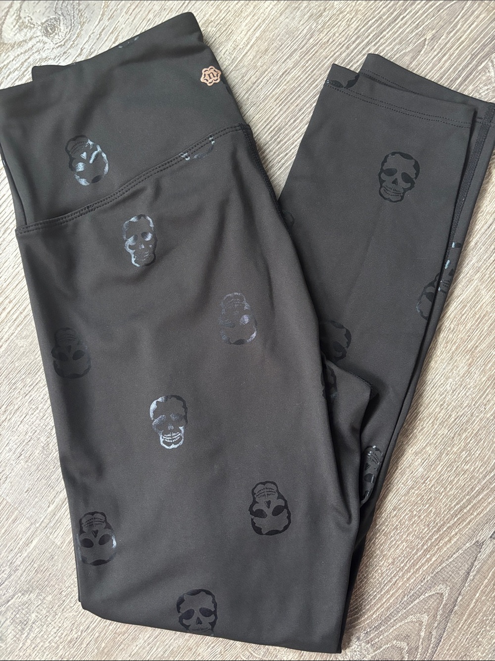 Nanette Lepore Black Skull High-Waist Black Leggings Sz Small Halloween